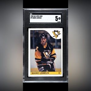 1985 Mario Lemieux O-Pee-Chee Rookie Card #9          Graded SGC 5 Ex.